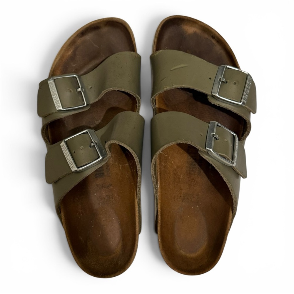 Birkenstock Arizona Olive Green Double Strap Boho Sandals Slides – Size 39